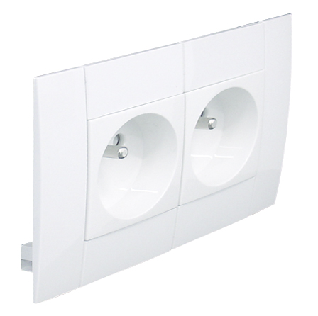 Tomada Dupla Francesa Modular com Obturador L75 - 4 Módulos