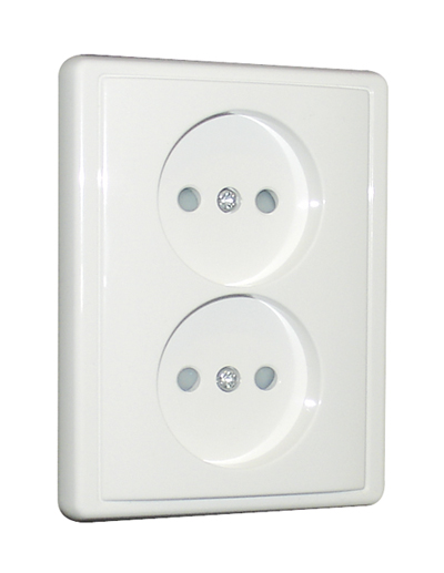 Tomada Dupla Monobloco 2P com Obturador