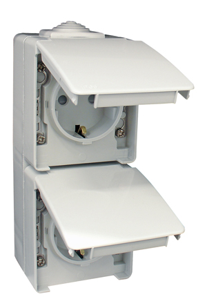 Doble Base Schuko Vertical con Protección
